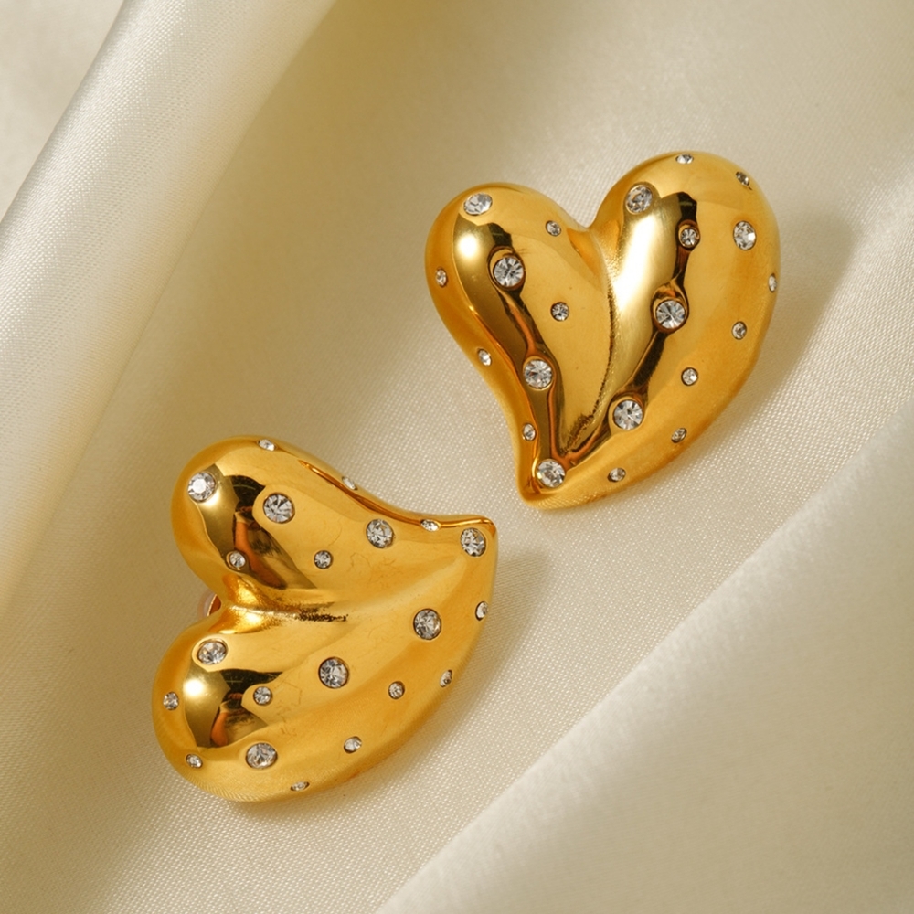 Heart Shape 18K Gold-Plated Zircon Earring - Picture 3 of 3